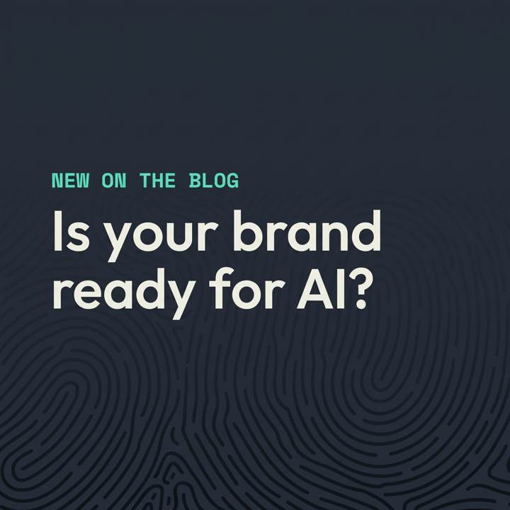 AI-generated Instagram post from a brand-guided prompt, in CJ Creates slate, mint and off-white with the fingerprint pattern